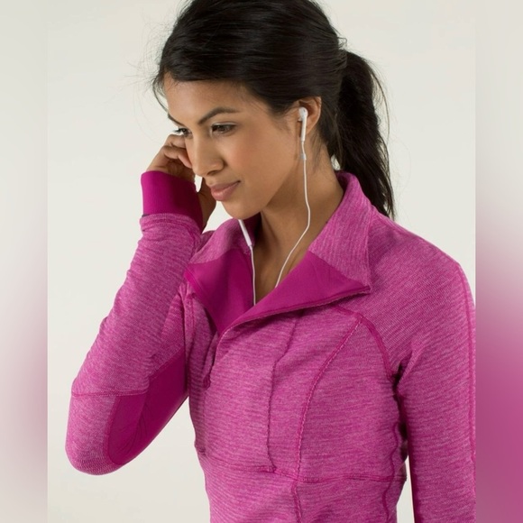 Lululemon Base Runner 1/2 Zip Raspberry Pique Pink Rulu Long Sleeve Size 6 - Picture 13 of 15
